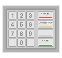 Geldautomat Tastatur Lager Vektor Illustration isoliert auf Weiß Hintergrund
