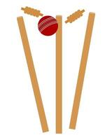 cricket bat och boll för ett sportspel lager vektorillustration isolerad på vit bakgrund vektor