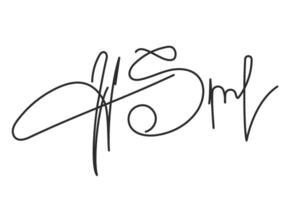 Vektor isoliert Hand gezeichnet Fälschung Autogramm Stichprobe auf ein Weiß Hintergrund. editierbar Schlaganfall Unterschrift