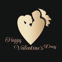 hjärtans dag logotyp design vektor mall. Lycklig hjärtans dag logotyp design guld Färg. par kärlek logotyp 14 februari valentine dag.