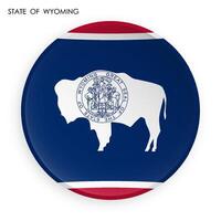 Flagge von amerikanisch Zustand von Wyoming Symbol im modern Neomorphismus Stil. Taste zum Handy, Mobiltelefon Anwendung oder Netz. Vektor auf Weiß Hintergrund