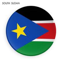 Süd Sudan Flagge Symbol im modern Neomorphismus Stil. Taste zum Handy, Mobiltelefon Anwendung oder Netz. Vektor auf Weiß Hintergrund