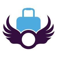 Flügel Tasche Reise kreativ Logo Design Illustration. vektor