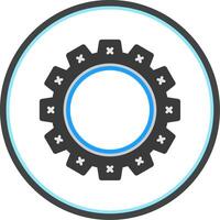 kugghjul platt cirkel ikon vektor