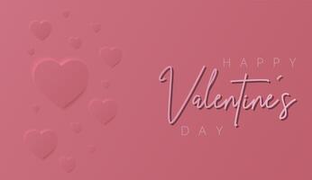 Lycklig hjärtans dag tapet eller baner med hjärtan. skön papper skära hjärta ram på reste sig bakgrund. vektor illustration för kosmetisk produkt visa, valentine dag festival design, presentation