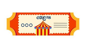 ein Zirkus Fahrkarte mit ein Zirkus Zelt auf es vektor