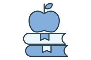 äpple och bok ikon. ikon relaterad till traditionell gåva för lärare, utbildning. platt linje ikon stil. element illustration vektor