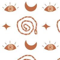 Western Boho Muster mit Seil, Mond und Auge, Mystiker Design. Vektor Illustration