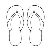 par av flip flops i linje konst stil. sommar tid tofflor, skor design. vektor illustration isolerat på en vit bakgrund.