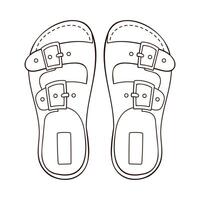 Sandalen Symbol im Linie Kunst Stil. nackt Fuß Flossen zum Mann und Frauen. Design zum Schuhe speichern. Vektor Illustration isoliert auf ein Weiß Hintergrund.