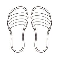 Slipper mit Streifen linear Symbol im Linie Kunst Stil. Flip Flops Strand Schuhe Gliederung Symbol. Vektor Illustration isoliert auf ein Weiß Hintergrund.