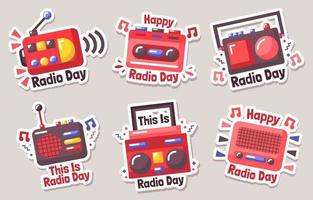 Happy Radio Day Stickersammlungen vektor