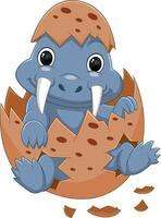 Karikatur Baby Tiarajudens Dinosaurier Schraffur von Ei vektor