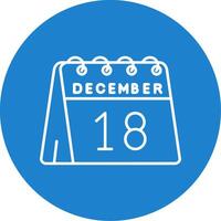 18: e av december linjär cirkel Flerfärgad design ikon vektor