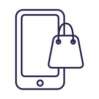 smartphone med shoppingväska papper vektor