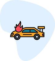 Unfall Auto im Feuer Vektor Symbol