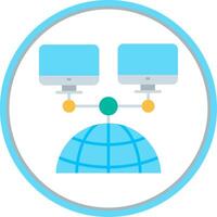 nätverk platt cirkel uni ikon vektor