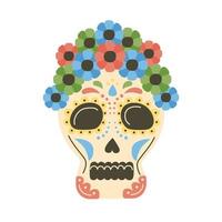 mexikanischer Totenkopf mit Blumen vektor