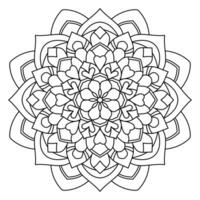 blommig mandala stil med rader, cirkulär form, hand dragen design, färg bok sida vektor