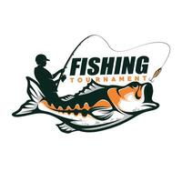 Angeln Turnier Logo Vorlage Vektor. Fisch Springen Illustration Logo Design Vektor