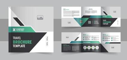 resa fyrkant trifold broschyr design layout, fyrkant trifold resa företag profil broschyr vektor