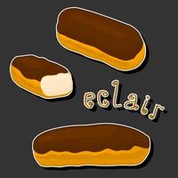 Illustration auf Thema frisch Süss lecker Eclair von bestehend aus verschiedene Zutaten vektor