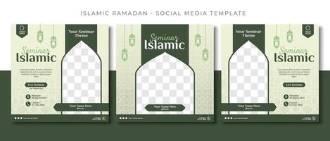 webinar seminarium islamic försäljning, grön social media posta mall design, händelse befordran vektor baner