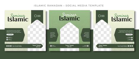 Webinar Seminar islamisch Verkauf, Grün Sozial Medien Post Vorlage Design, Veranstaltung Beförderung Vektor Banner