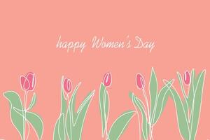 banner-vykort med internationell kvinnors dag. festlig illustration med tulpaner vektor