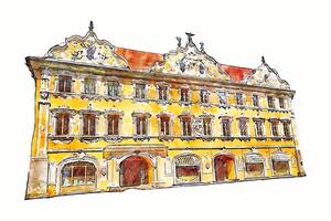 wurzburg Deutschland Aquarell Hand gezeichnet Illustration isoliert auf Weiß Hintergrund vektor