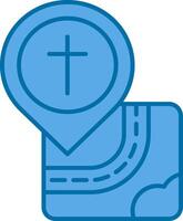 Kirche Blau Linie gefüllt Symbol vektor