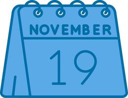 19:e av november blå linje fylld ikon vektor