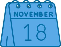 18: e av november blå linje fylld ikon vektor