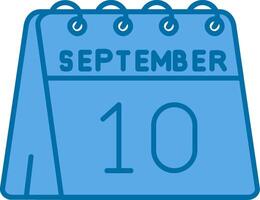 10 .. von September Blau Linie gefüllt Symbol vektor