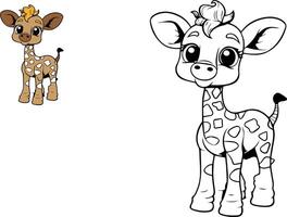 illustration av söt tecknad serie giraff. vektor illustration
