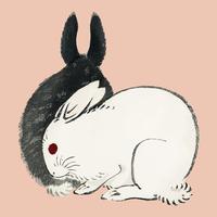 Schwarz-weiße Kaninchen von K? No Bairei (1844-1895). Digital verbessert aus unserer eigenen Originalausgabe von Bairei Gakan von 1913 vektor