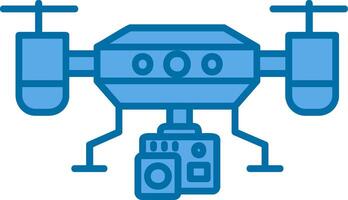 kamera Drönare blå linje fylld ikon vektor