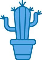 Kaktus Blau Linie gefüllt Symbol vektor