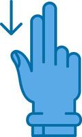 zwei Finger Nieder Blau Linie gefüllt Symbol vektor