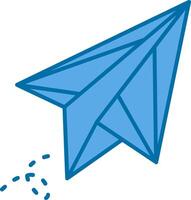 Papier Flugzeug Blau Linie gefüllt Symbol vektor