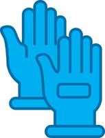 hand handskar blå linje fylld ikon vektor