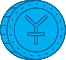 Yuan Blau Linie gefüllt Symbol vektor