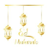 gyllene lampor hängande ramadan kareem vektor