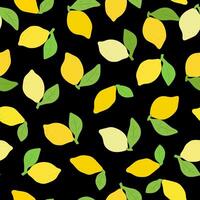 Vektor nahtlos Muster mit Zitronen auf schwarz Hintergrund. modisch Hand gezeichnet zum Papier, Abdeckung, Stoff, Innere Dekor