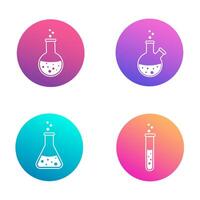 uppsättning av ikoner av laboratorium flaska och testa rör på vinklad bakgrund med lutning. logotyp eller ikon design. vektor