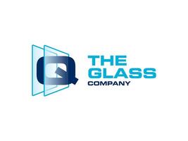 kreativ brev q glas för företag logotyp, brev genom kristall glas Arbetar symbol vektor