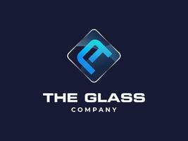 Brief ein Glas Bedienung Unternehmen Symbol, Vektor Blau Kristall Glas funktioniert Symbol oder Konstruktion