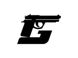 G Gewehr Logo Design, kreativ minimal Brief G Gewehr Logo Symbol, Gewehr befestigt im Brief G vektor