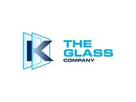 kreativ brev k glas för företag logotyp, brev genom kristall glas Arbetar symbol vektor