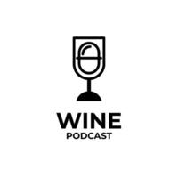 Wein Podcast Logo. das Mikrofon Wein Glas Symbol. Podcast Radio Symbol. Studio Mikrofon mit Wein. Audio- Aufzeichnung Konzept vektor
